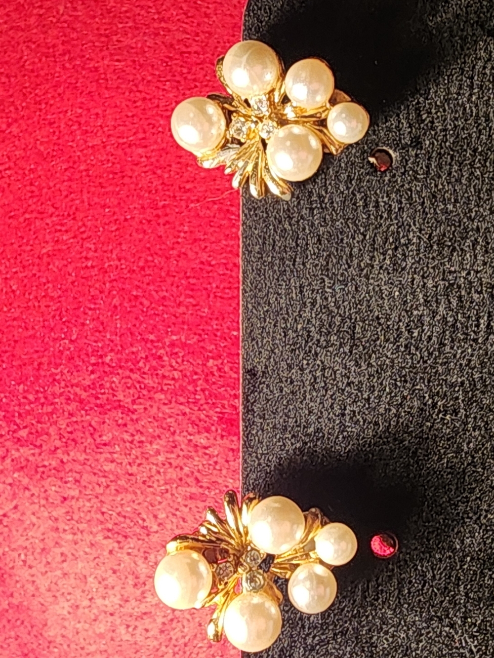 Gold Pearl Cluster Stud Earrings for Women Vintage